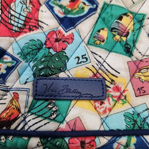 Vera Bradley Cuban Stamps Triple Zip Crossbody Bag Purse - Picture 3 of 12